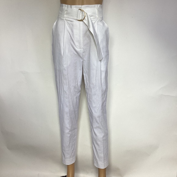 A.L.C. Diego Paper Bag Waist Linen Blend Crop Pants sz 0 - Picture 2 of 7